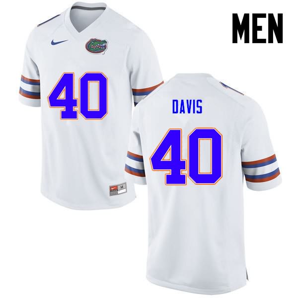 NCAA Florida Gators Jarrad Davis Men's #40 Nike White Stitched Authentic College Football Jersey EOS8164KU